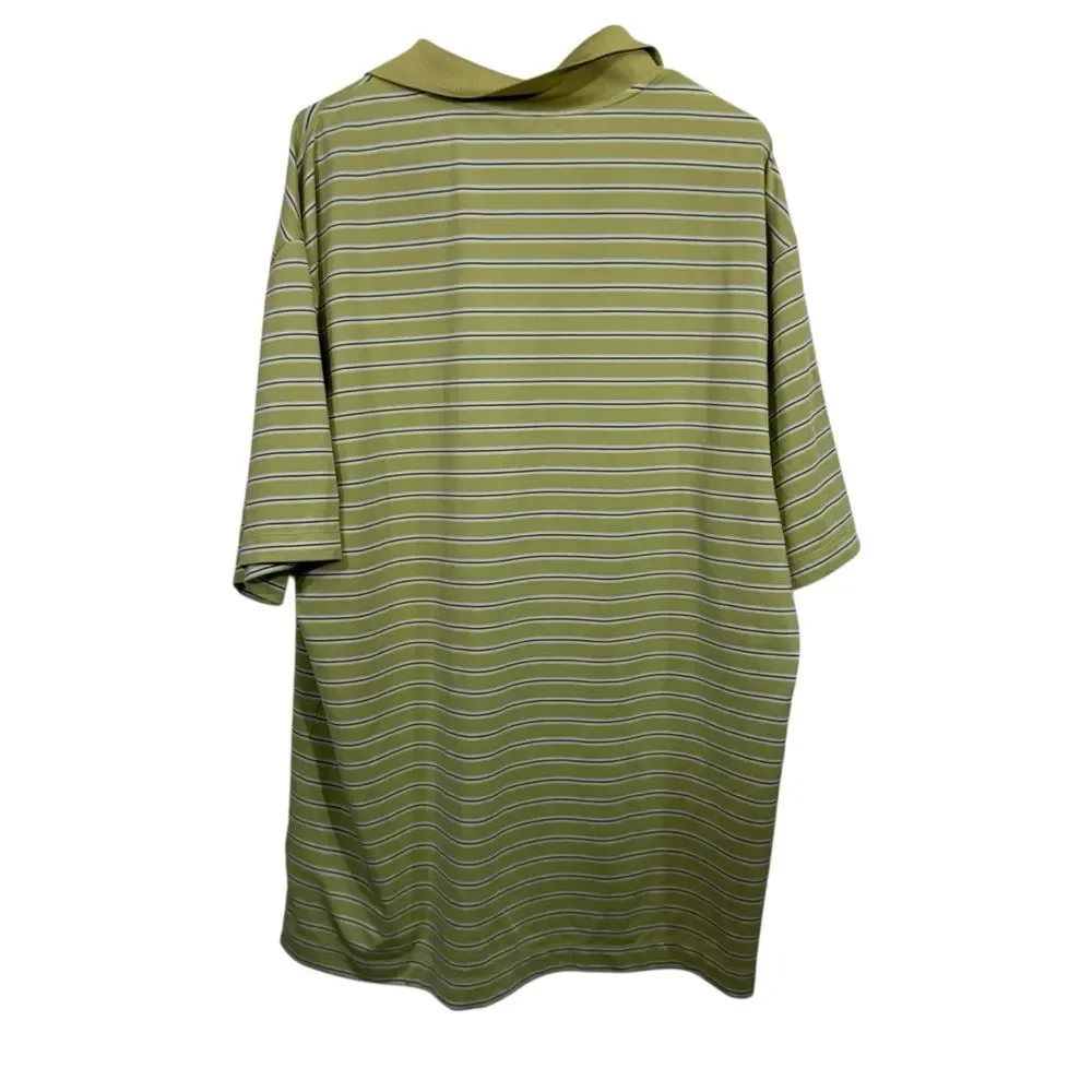 Nike Golf Green Striped Athletic Short Sleeve Polo Shirt
